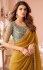 Yellow georgette wedding saree with heavy embroidered blouse 8002