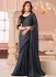 Grey georgette wedding saree with heavy embroidered blouse 8005