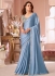 Blue shimmer chiffon wedding saree with heavy embroidered blouse 8007
