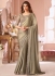 Gold chiffon shimmer wedding saree with heavy embroidered blouse 8008