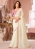 Cream crystal georgette wedding saree with heavy embroidered blouse 8009