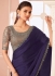 Purple satin wedding saree with heavy embroidered blouse 8010