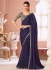 Purple satin wedding saree with heavy embroidered blouse 8010