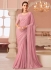 Pink georgette wedding saree with heavy embroidered blouse 8011