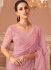 Pink georgette wedding saree with heavy embroidered blouse 8011
