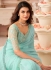 Turquoise georgette wedding saree with heavy embroidered blouse 8012