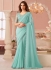 Turquoise georgette wedding saree with heavy embroidered blouse 8012