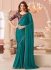 Teal green satin wedding saree with heavy embroidered blouse 8014