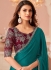 Teal green satin wedding saree with heavy embroidered blouse 8014