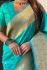 Aqua Blue woven paithani soft silk traditional wedding saree with blouse 004