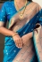Peacock blue woven paithani soft silk traditional wedding saree with blouse 009