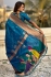 Peacock blue woven paithani soft silk traditional wedding saree with blouse 009