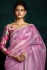 Mauve Pink tissue sequins embroidered wedding saree with blouse 2173