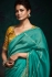 Turquoise and Yellow tissue sequins embroidered wedding saree with blouse 2174