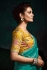 Turquoise and Yellow tissue sequins embroidered wedding saree with blouse 2174