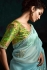Sky blue tissue sequins embroidered wedding saree with blouse 2177