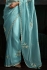 Sky blue tissue sequins embroidered wedding saree with blouse 2177