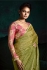 Parrot green tissue sequins embroidered wedding saree with blouse 2181