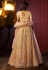 Peach net lehenga choli for wedding 96003