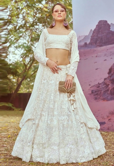Cream georgette lehenga choli 202706