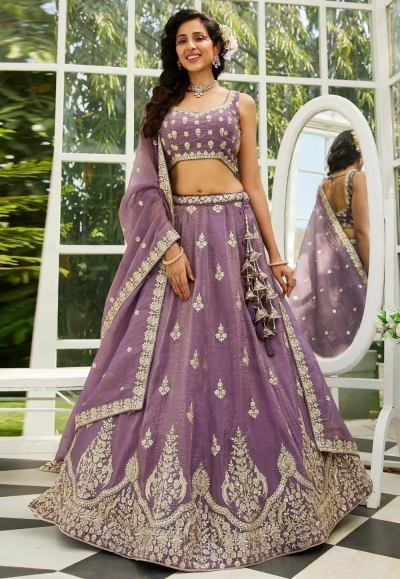 Purple tissue lehenga choli 202714