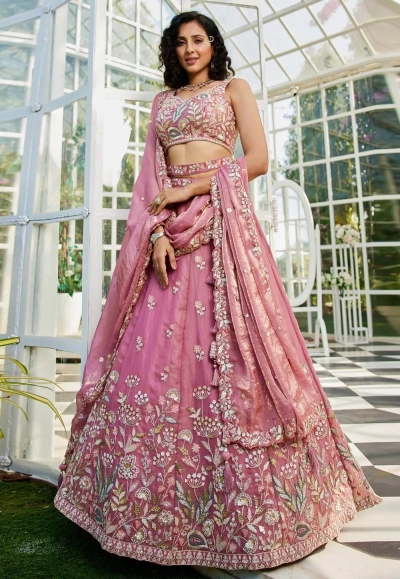 Pink net a line lehenga choli 202705