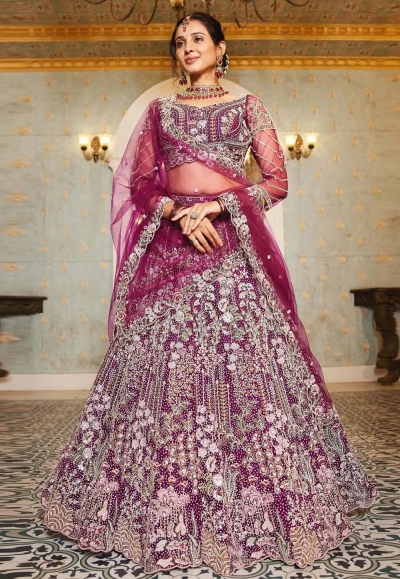 Wine net lehenga choli 202738