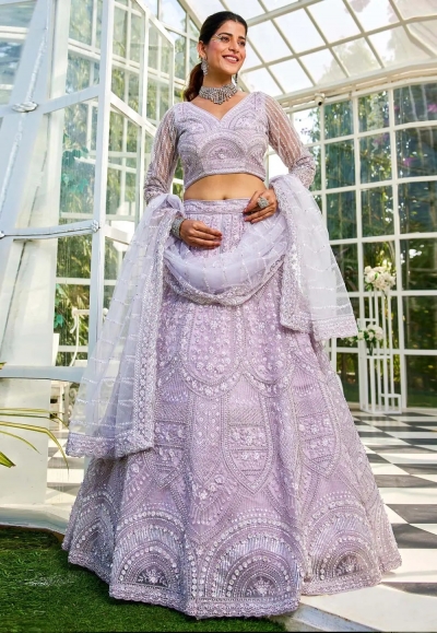 Lavender net a line lehenga choli 202743