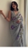 Bollywood model hand work sequins taby silk grey color designer saree