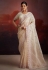 Cream net saree with blouse 97003