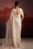 Cream net saree with blouse 97003