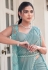 Sea green satin silk saree with blouse 25205