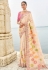 Cream silk saree with blouse 7007