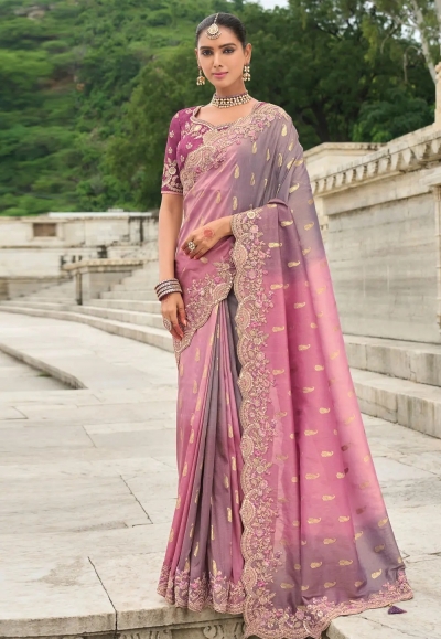Pink silk half n half saree 7011