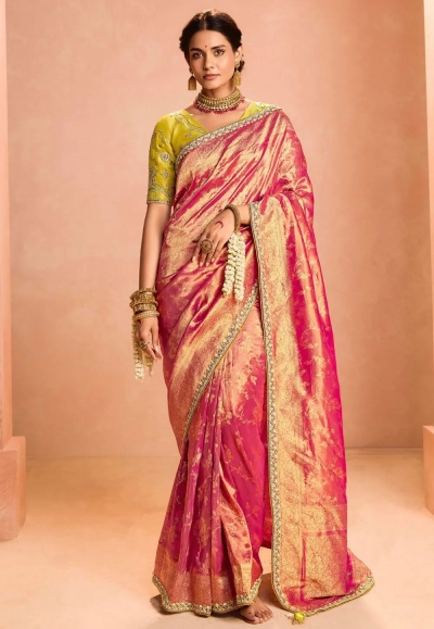 Magenta tissue silk saree with blouse 405