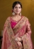 Peach organza saree with blouse 25009
