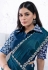 Teal georgette saree with blouse 44003