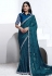 Teal georgette saree with blouse 44003