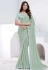 Sea green crepe silk saree with blouse 44010
