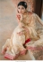 Bollywood model cream and red organza silk embroidered wedding saree