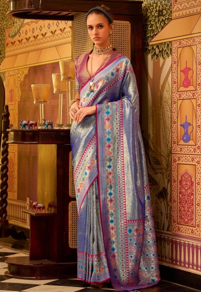 Lavender tissue silk saree with blouse 231