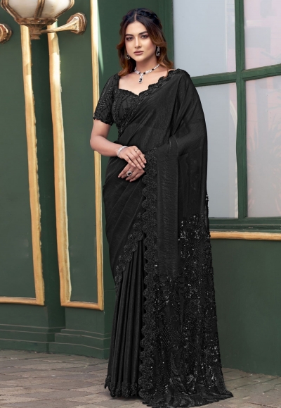 Black net sequence saree ACZ5107