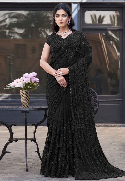 Black net sequence saree ACZ5113