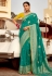 Teal silk saree with blouse 1510