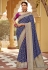 Navy blue silk saree with blouse 1508