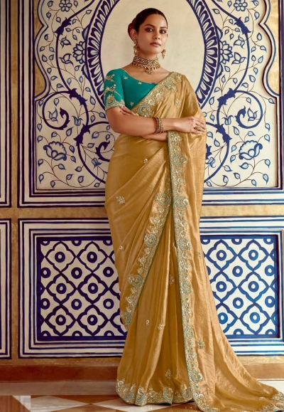 Yellow tissue saree with blouse 5409