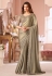 Beige chiffon shimmer saree with blouse 8008