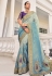 Sky blue crepe jacquard half n half saree 7801