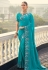 Teal crepe saree with blouse 7805