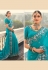 Teal crepe saree with blouse 7805